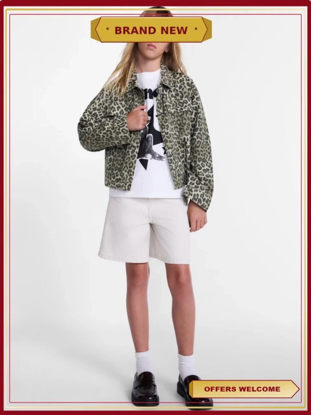 Girls Denim Jacket Cotton Blend Snap Front